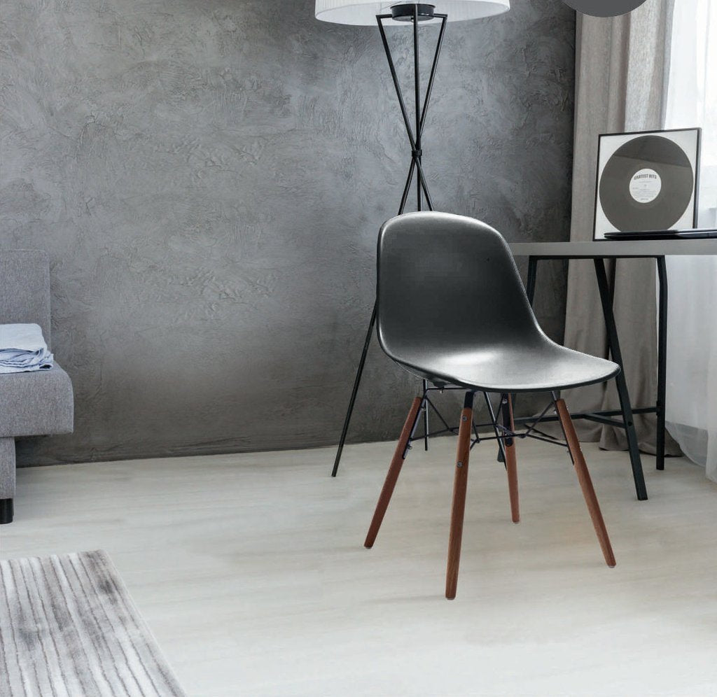 Grazia Black Mid-Century Side Chair Walnut Base Original Design