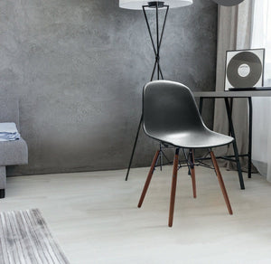 Grazia Black Mid-Century Side Chair Walnut Base Original Design
