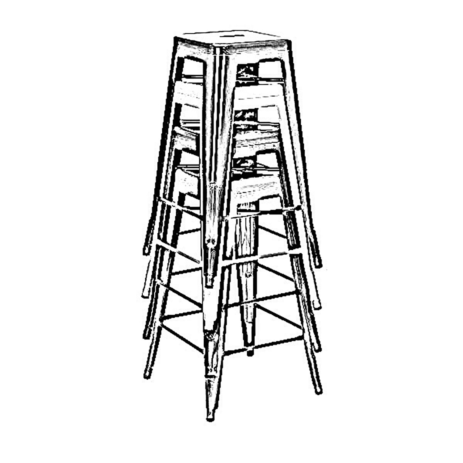 Tolix Style Steel Stackable Barstool 30 Inch