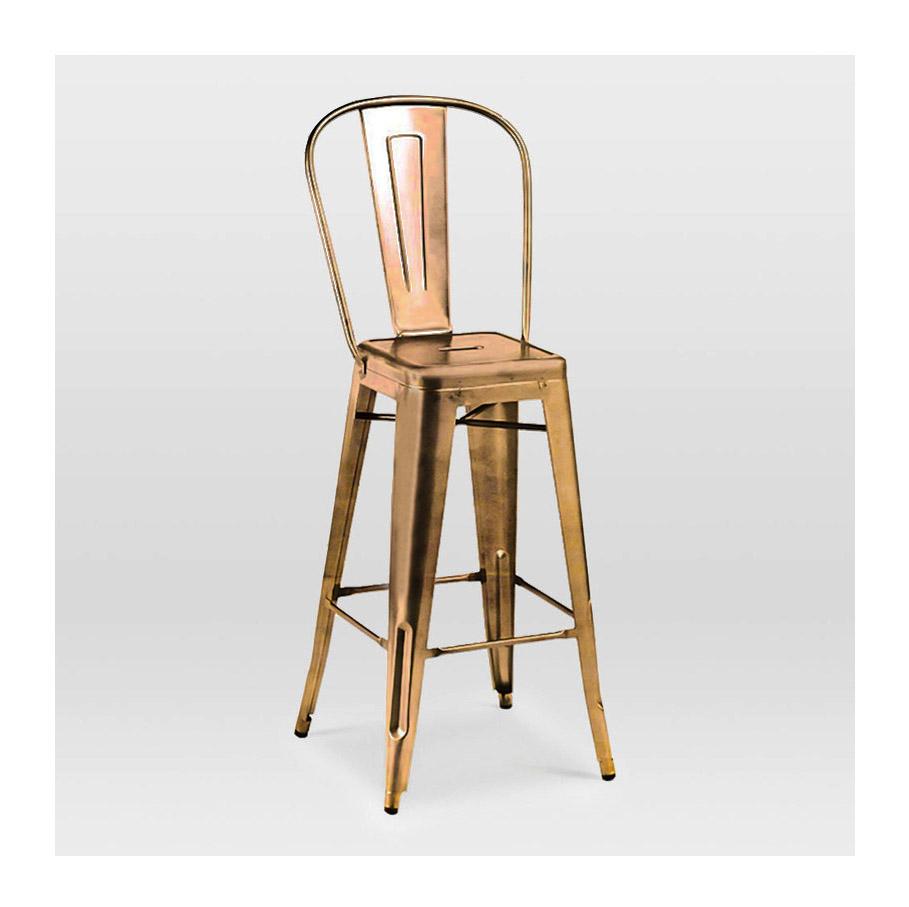 Tolix Style Steel High Back Barstool 30 Inch