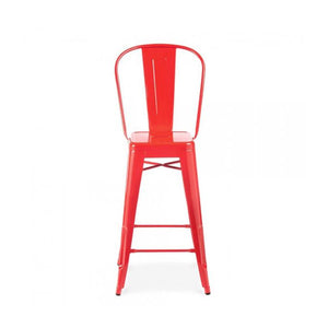 Tolix Style Matte Black High Back Steel Counter Stool 26 Inch
