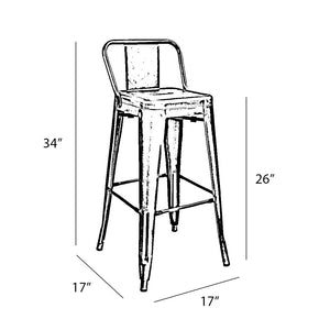 Tolix Style Low Back Steel Counter Stool 26 Inch