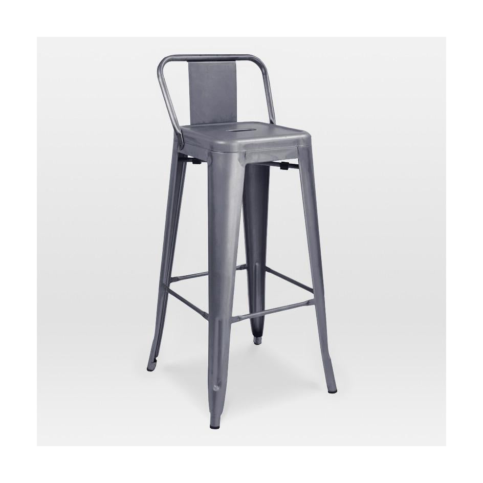 Tolix Style Steel Low Back Barstool 30 Inch