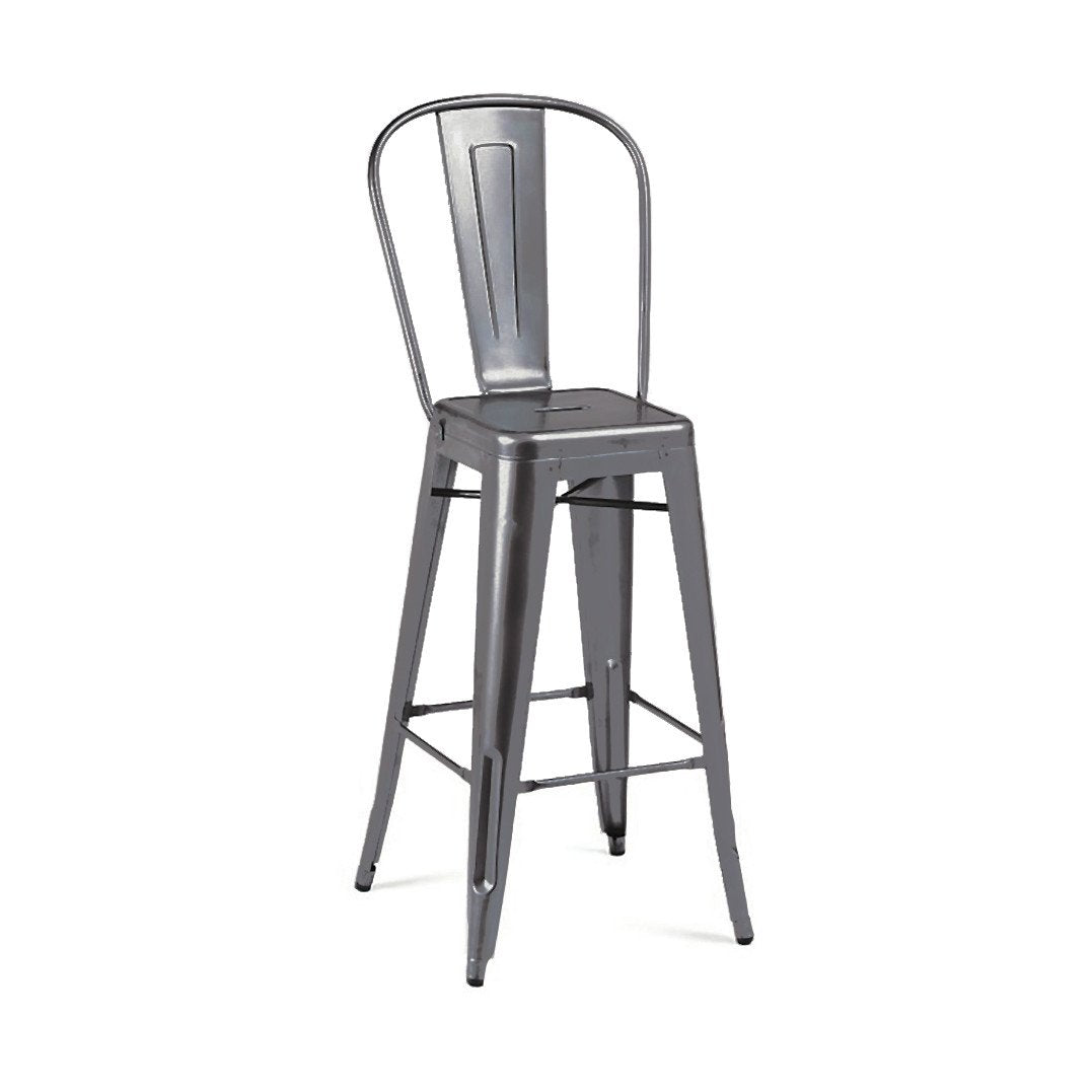 Tolix Style Steel High Back Barstool 30 Inch