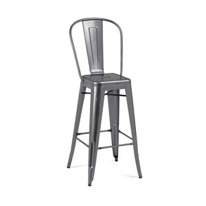 Tolix Style Steel High Back Barstool 30 Inch