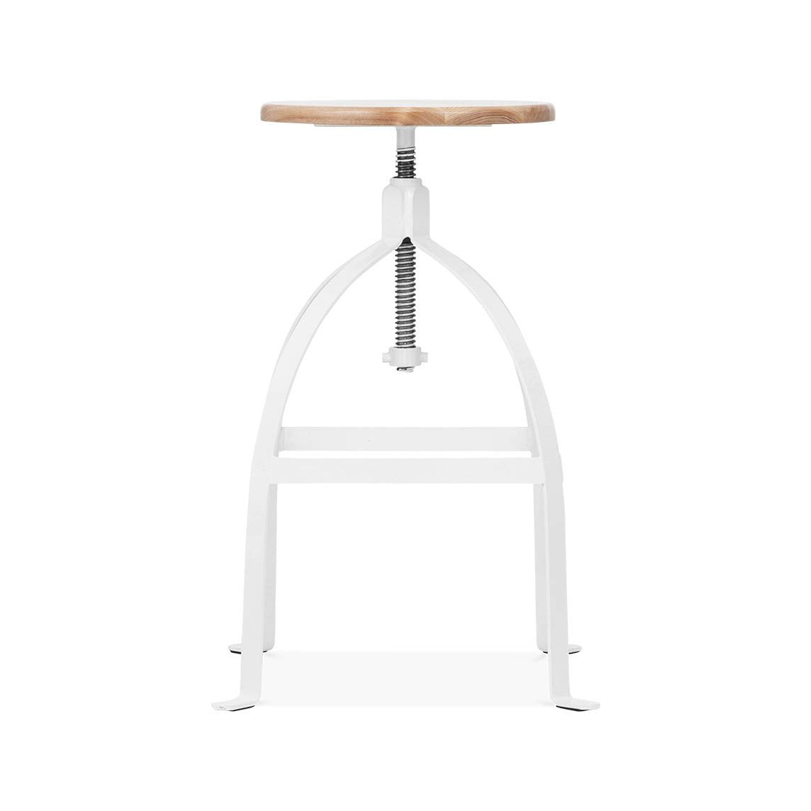 Turner Adjustable Steel Barstool Ash Wood Seat 25 - 30 Inch