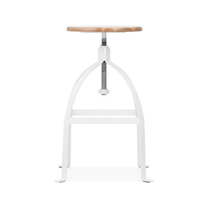 Turner Adjustable Steel Barstool Ash Wood Seat 25 - 30 Inch