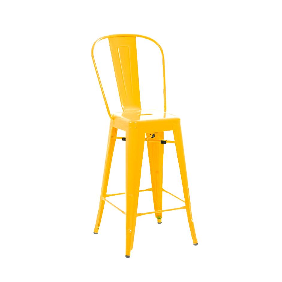 Tolix Style Matte Black High Back Steel Counter Stool 26 Inch