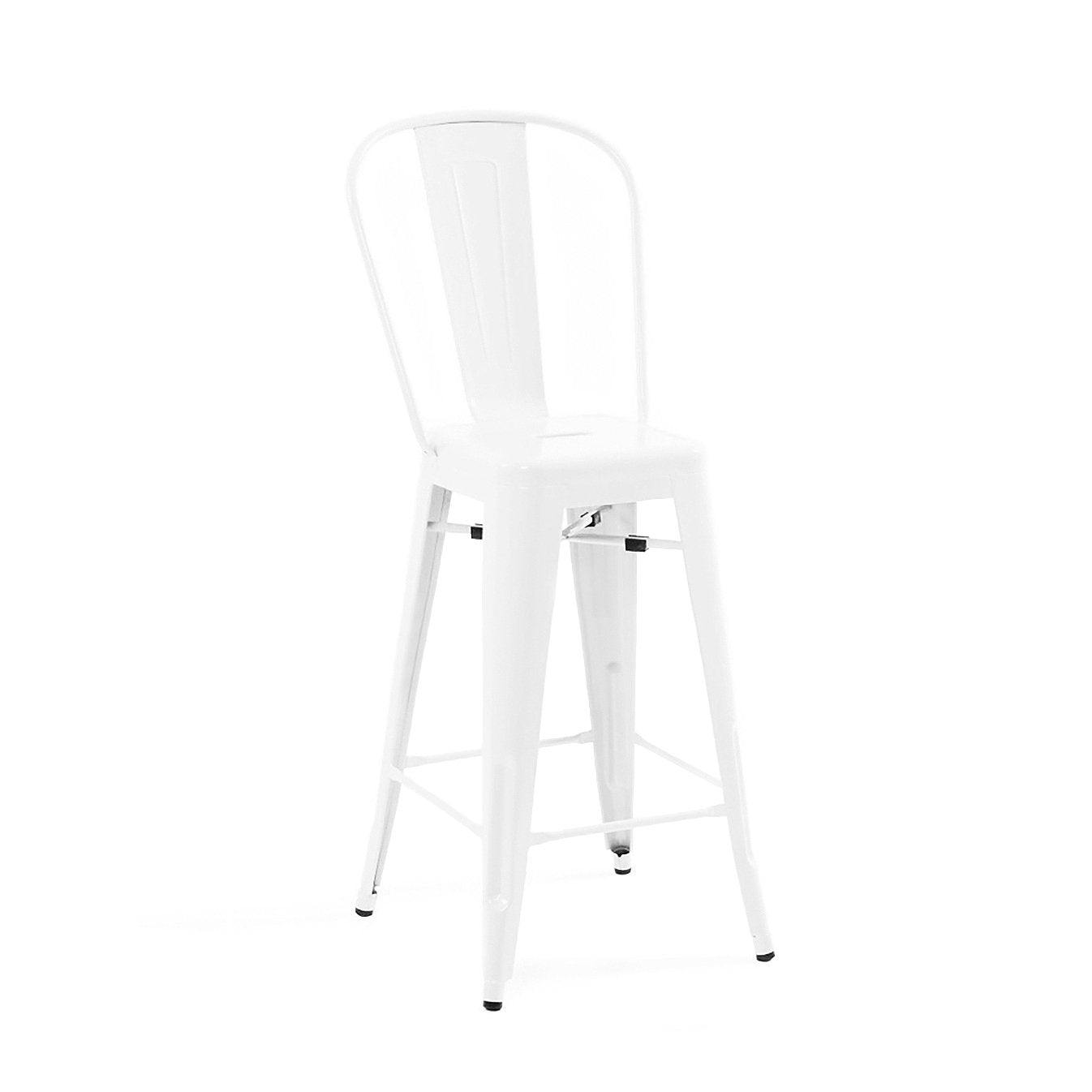 Tolix Style Matte Black High Back Steel Counter Stool 26 Inch