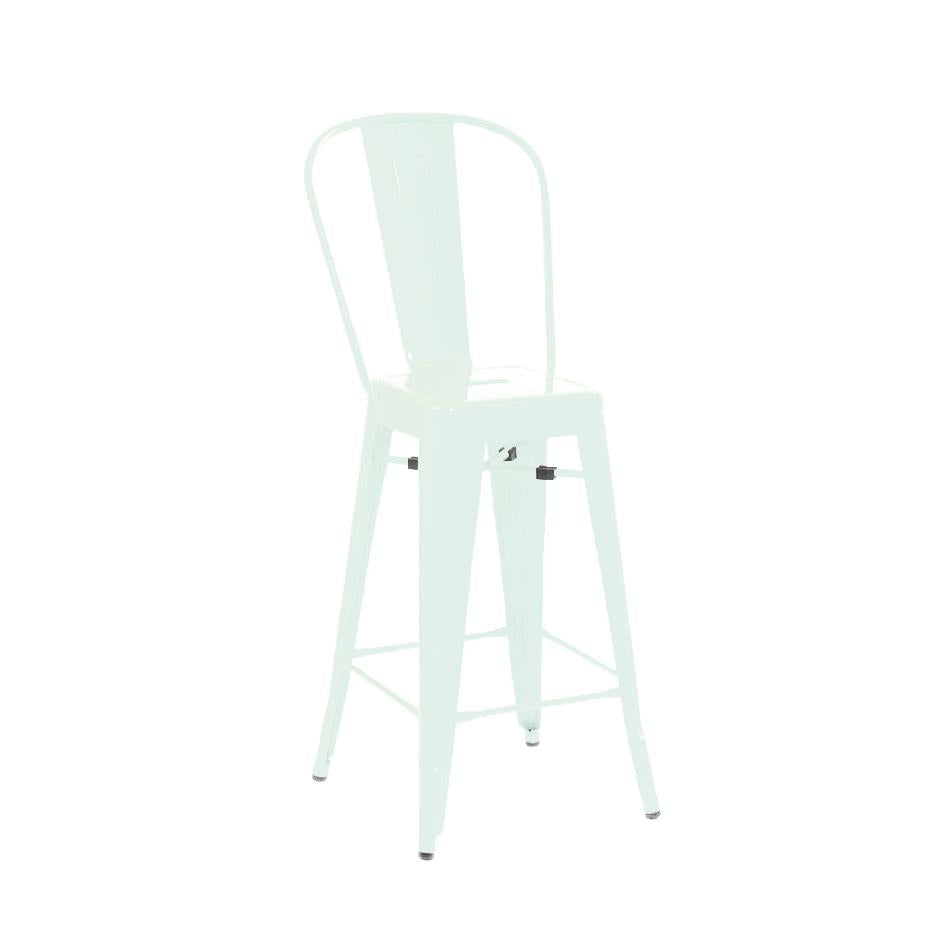 Tolix Style Matte Black High Back Steel Counter Stool 26 Inch