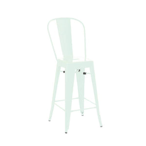 Tolix Style Matte Black High Back Steel Counter Stool 26 Inch
