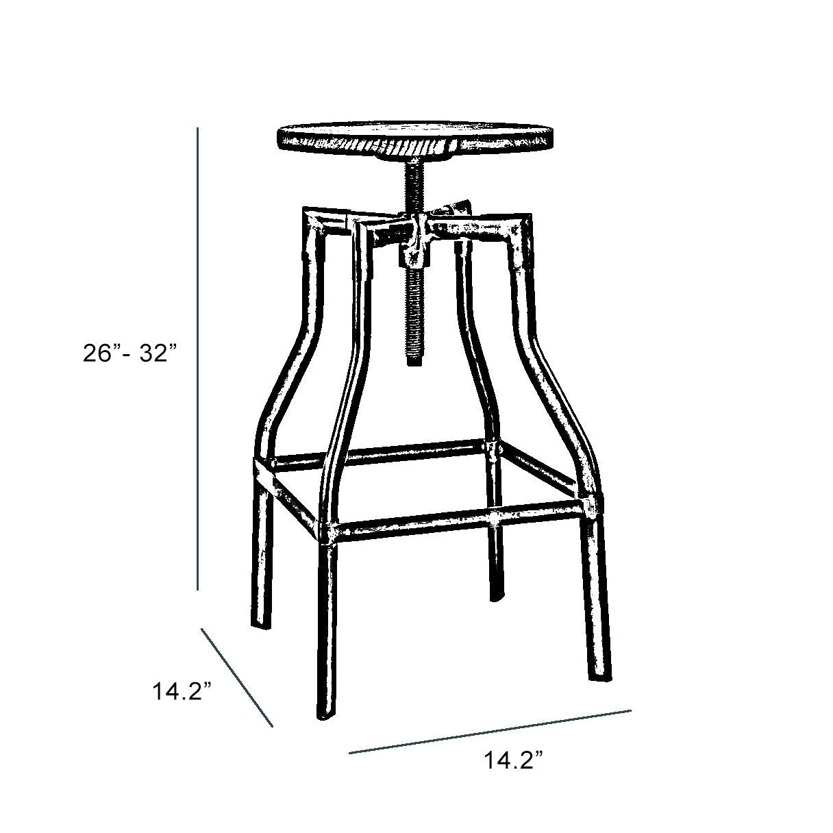 Machinist Adjustable Steel Barstool 26 - 32 Inch