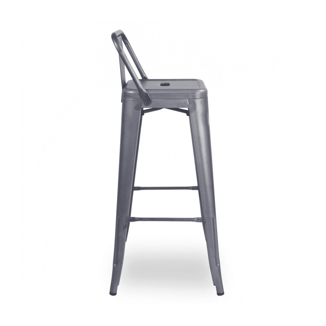 Tolix Style Steel Low Back Barstool 30 Inch
