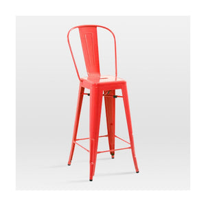 Tolix Style Steel High Back Barstool 30 Inch