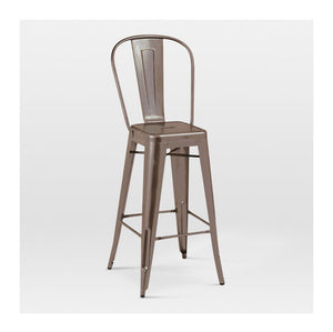 Tolix Style Steel High Back Barstool 30 Inch