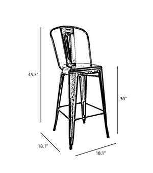 Tolix Style Steel Bar Chair 30 Inch