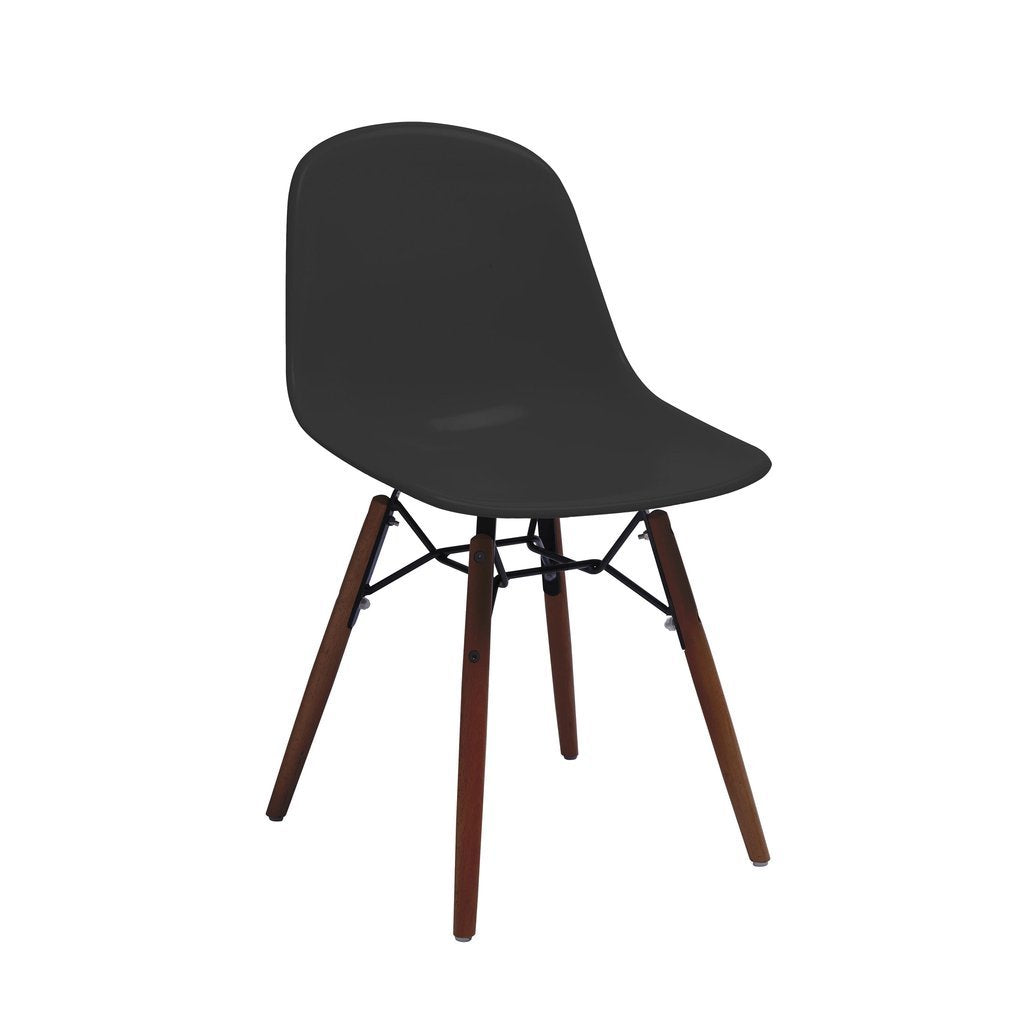 Grazia Black Mid-Century Side Chair Walnut Base Original Design