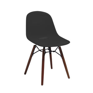 Grazia Black Mid-Century Side Chair Walnut Base Original Design