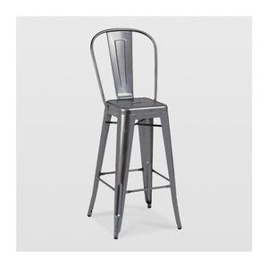 Tolix Style Steel High Back Barstool 30 Inch