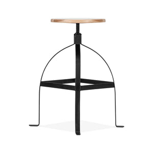 Turner Adjustable Steel Barstool Ash Wood Seat 25 - 30 Inch