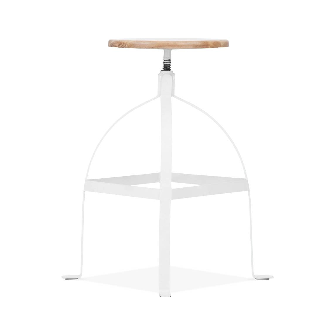 Turner Adjustable Steel Barstool Ash Wood Seat 25 - 30 Inch