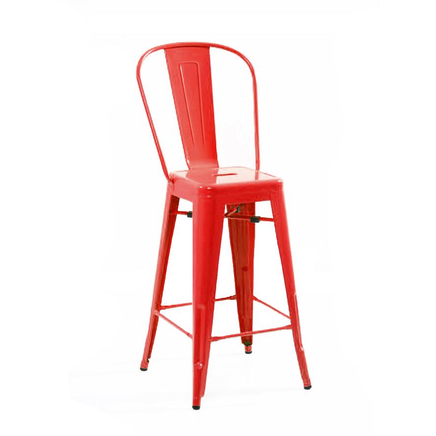 Tolix Style Matte Black High Back Steel Counter Stool 26 Inch