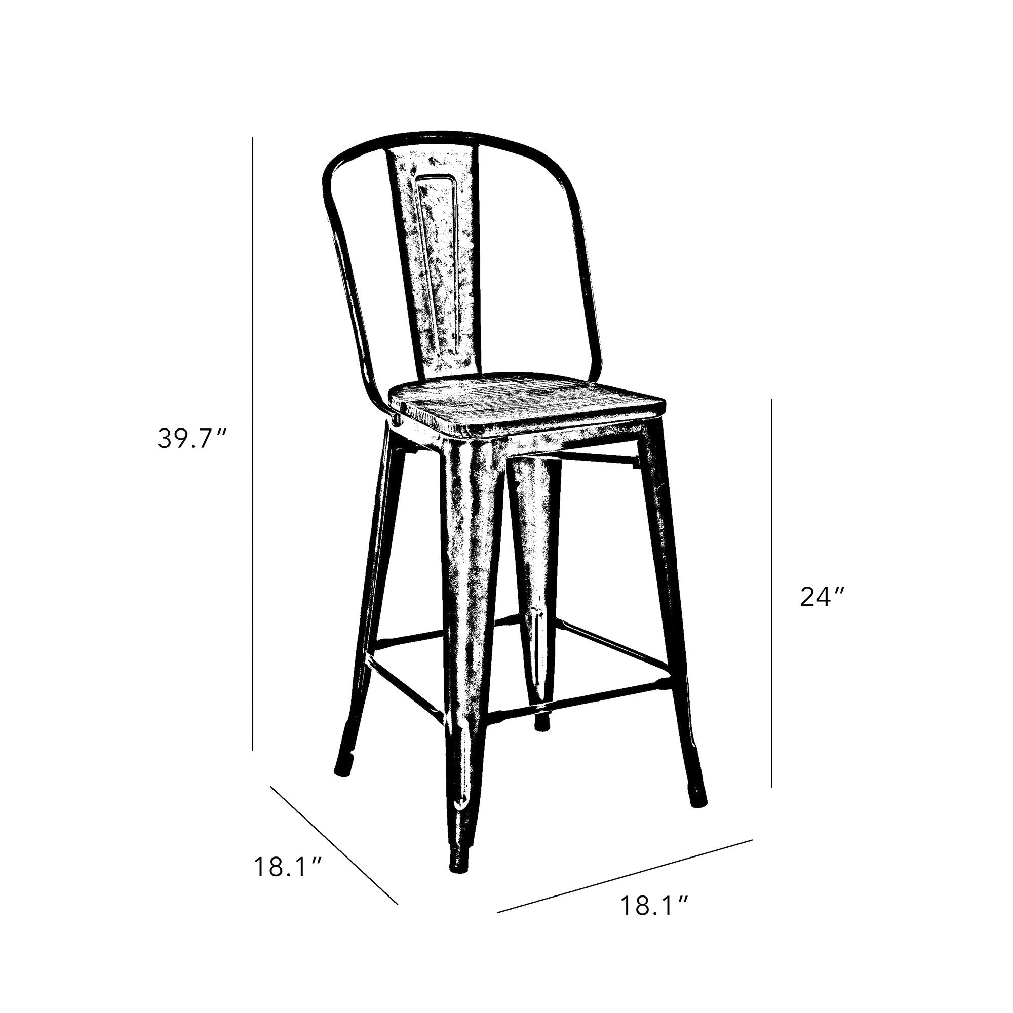 Tolix Style Steel Counter Chair 24 Inch