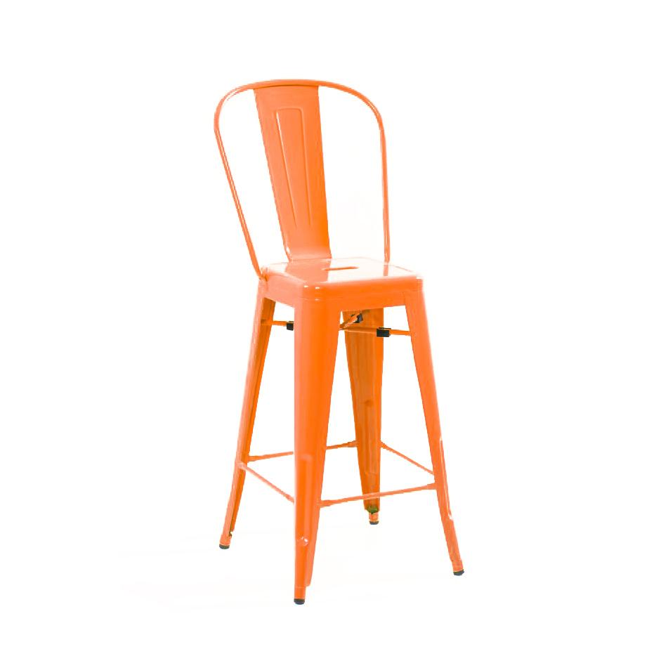Tolix Style Matte Black High Back Steel Counter Stool 26 Inch
