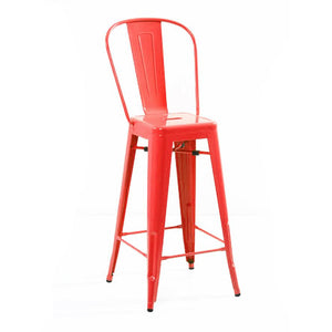 Tolix Style Steel High Back Barstool 30 Inch