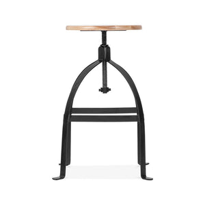 Turner Adjustable Steel Barstool Ash Wood Seat 25 - 30 Inch
