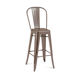 Tolix Style Steel High Back Barstool 30 Inch