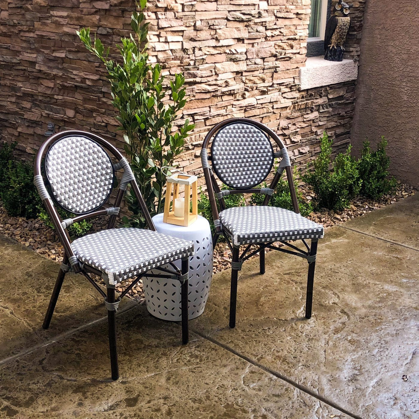Le Marais Aluminum Bamboo Stackable Side Chair