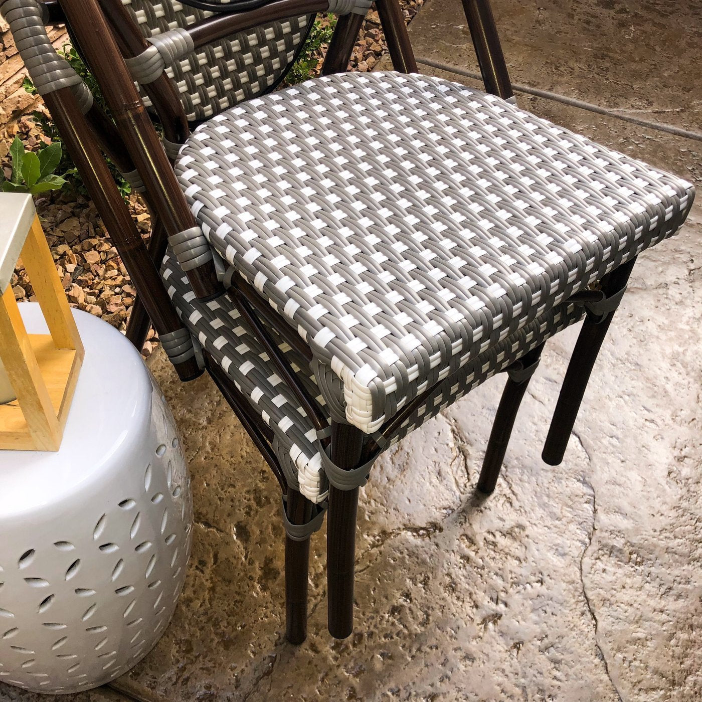 Le Marais Aluminum Bamboo Stackable Side Chair