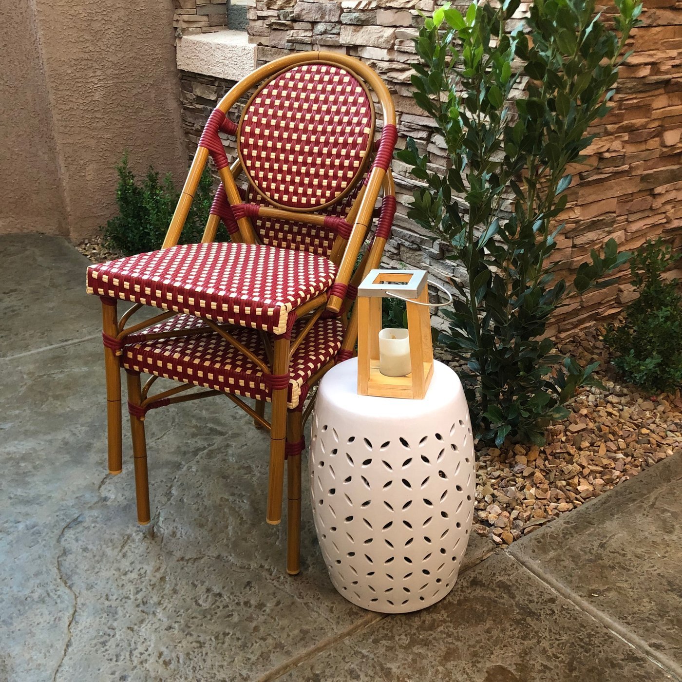 Le Marais Aluminum Bamboo Stackable Side Chair