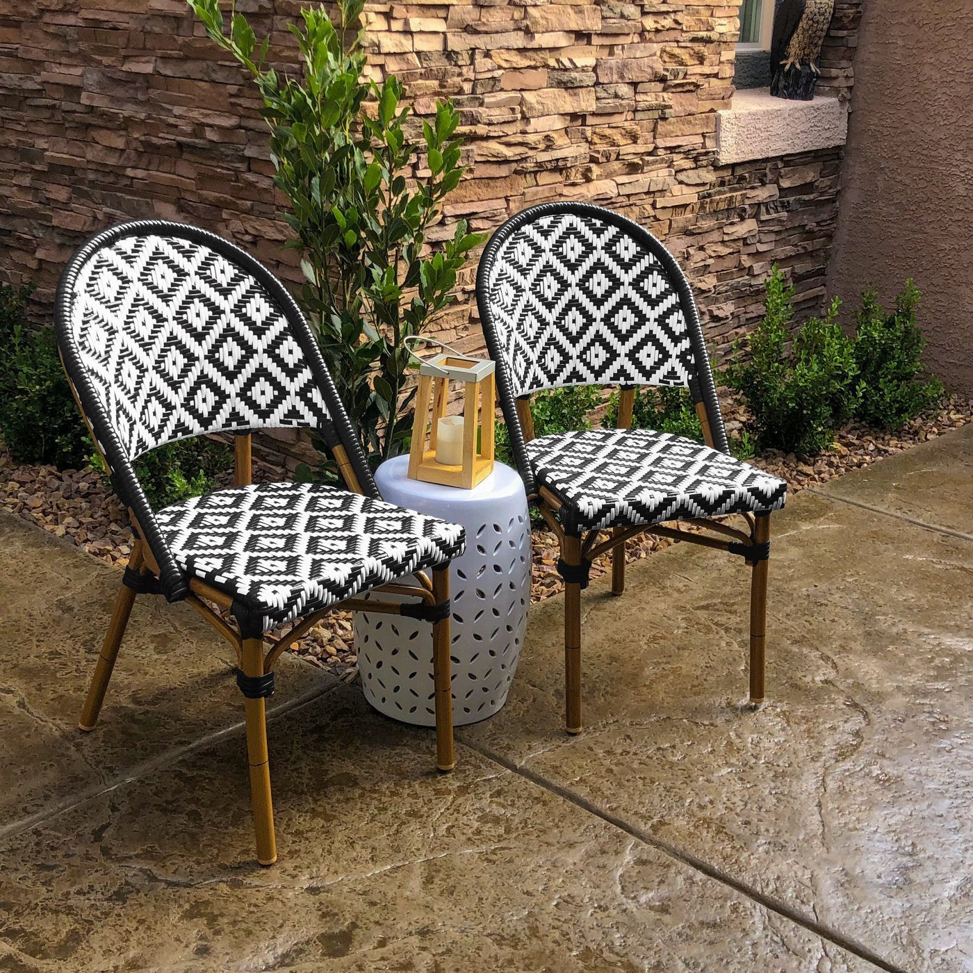 de La Paix Aluminum Bamboo Stackable Side Chair