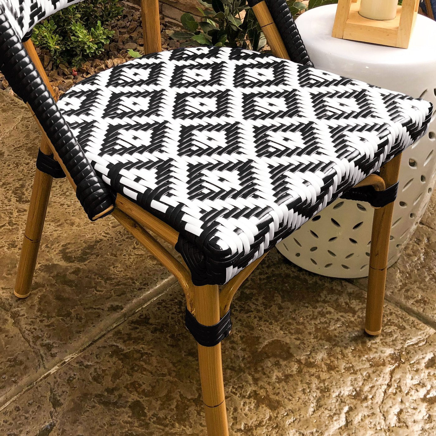 de La Paix Aluminum Bamboo Stackable Side Chair