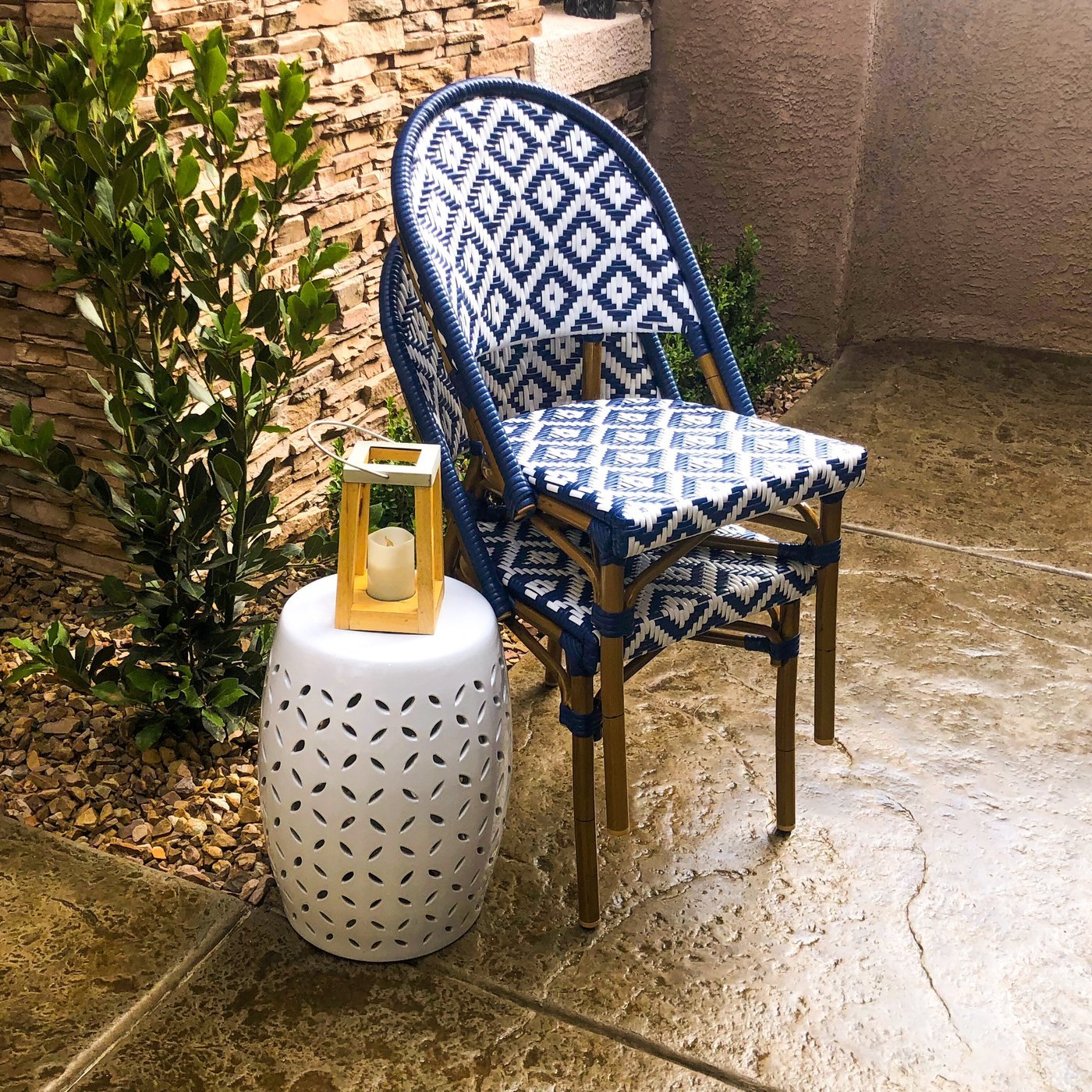 de La Paix Aluminum Bamboo Stackable Side Chair