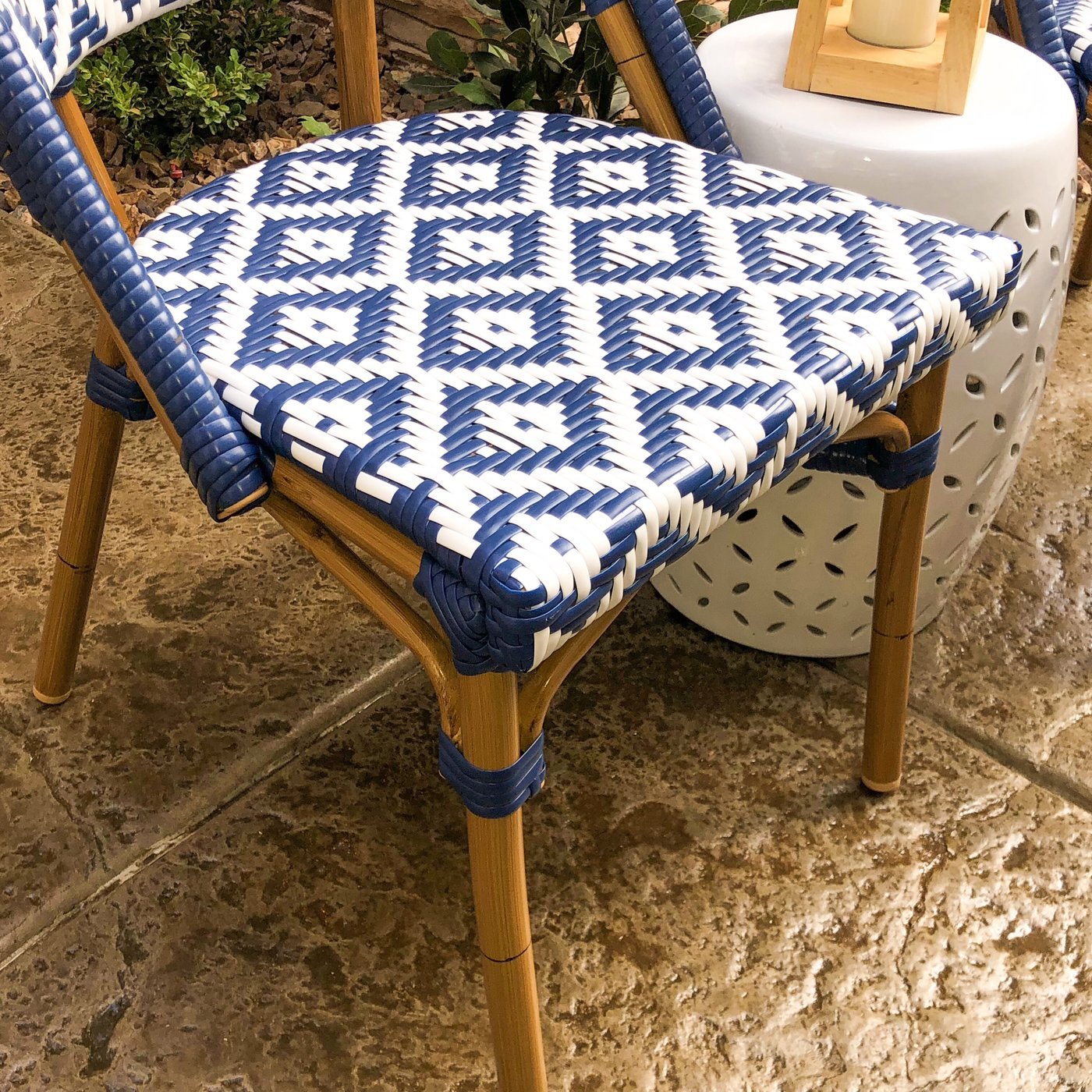de La Paix Aluminum Bamboo Stackable Side Chair