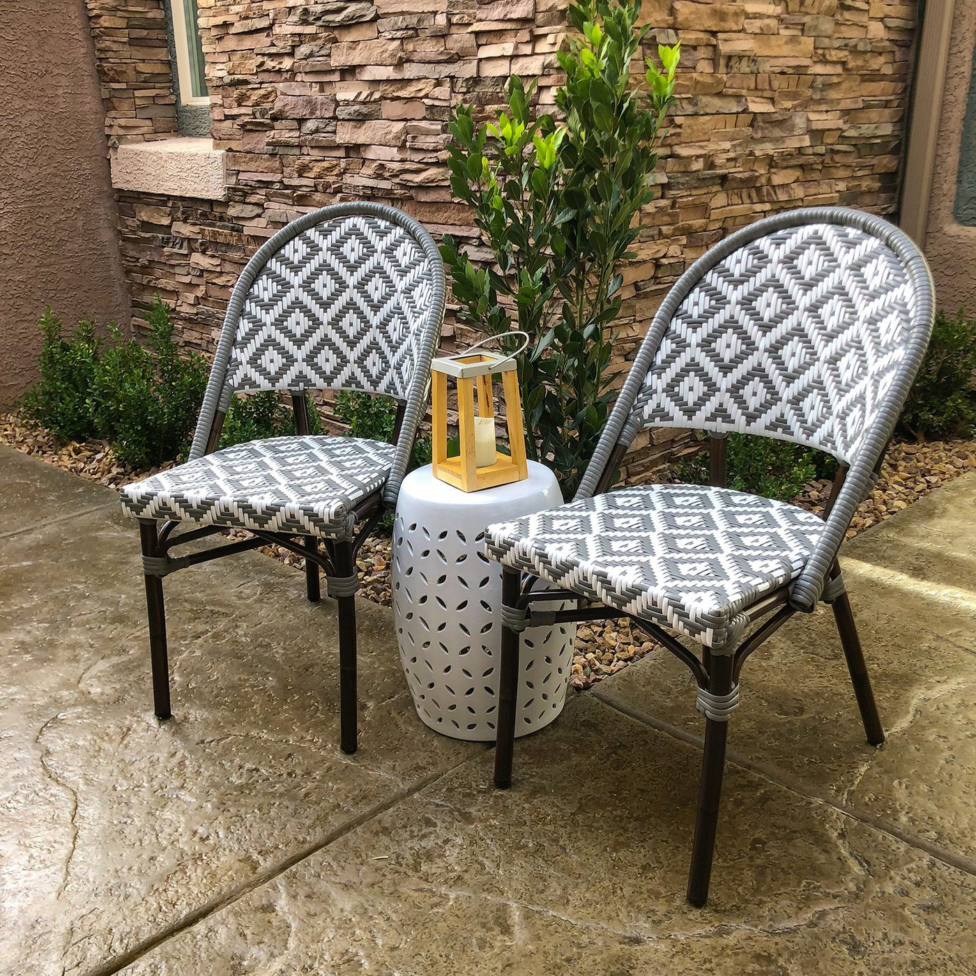 de La Paix Aluminum Bamboo Stackable Side Chair