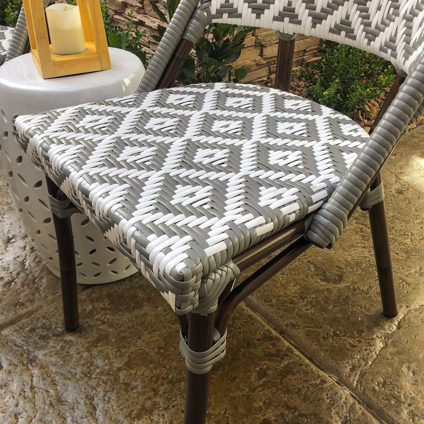de La Paix Aluminum Bamboo Stackable Side Chair