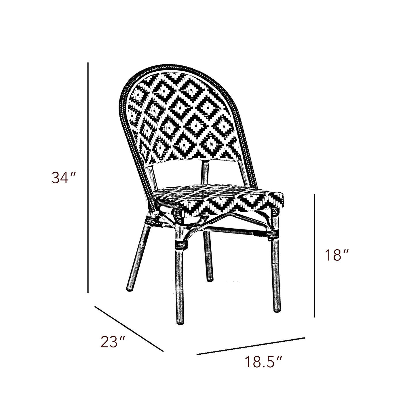 de La Paix Aluminum Bamboo Stackable Side Chair