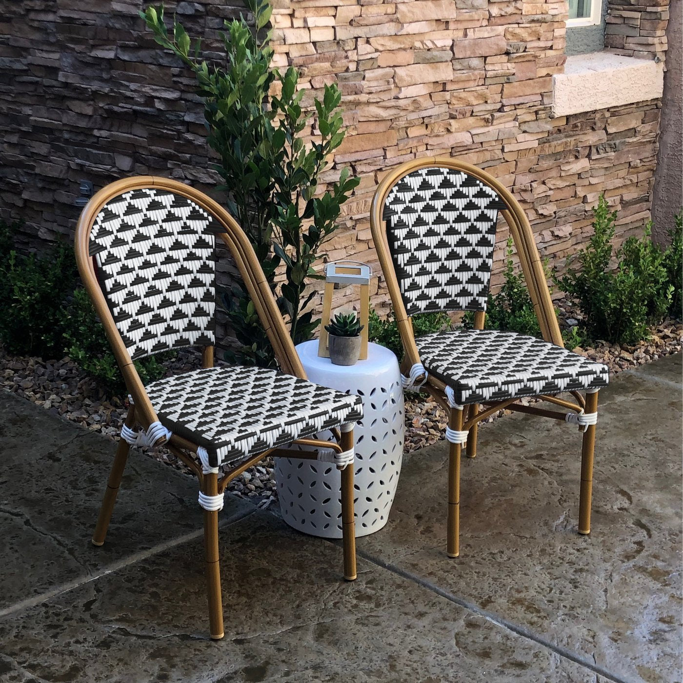 Versailles Aluminum Bamboo Stackable Side Chair