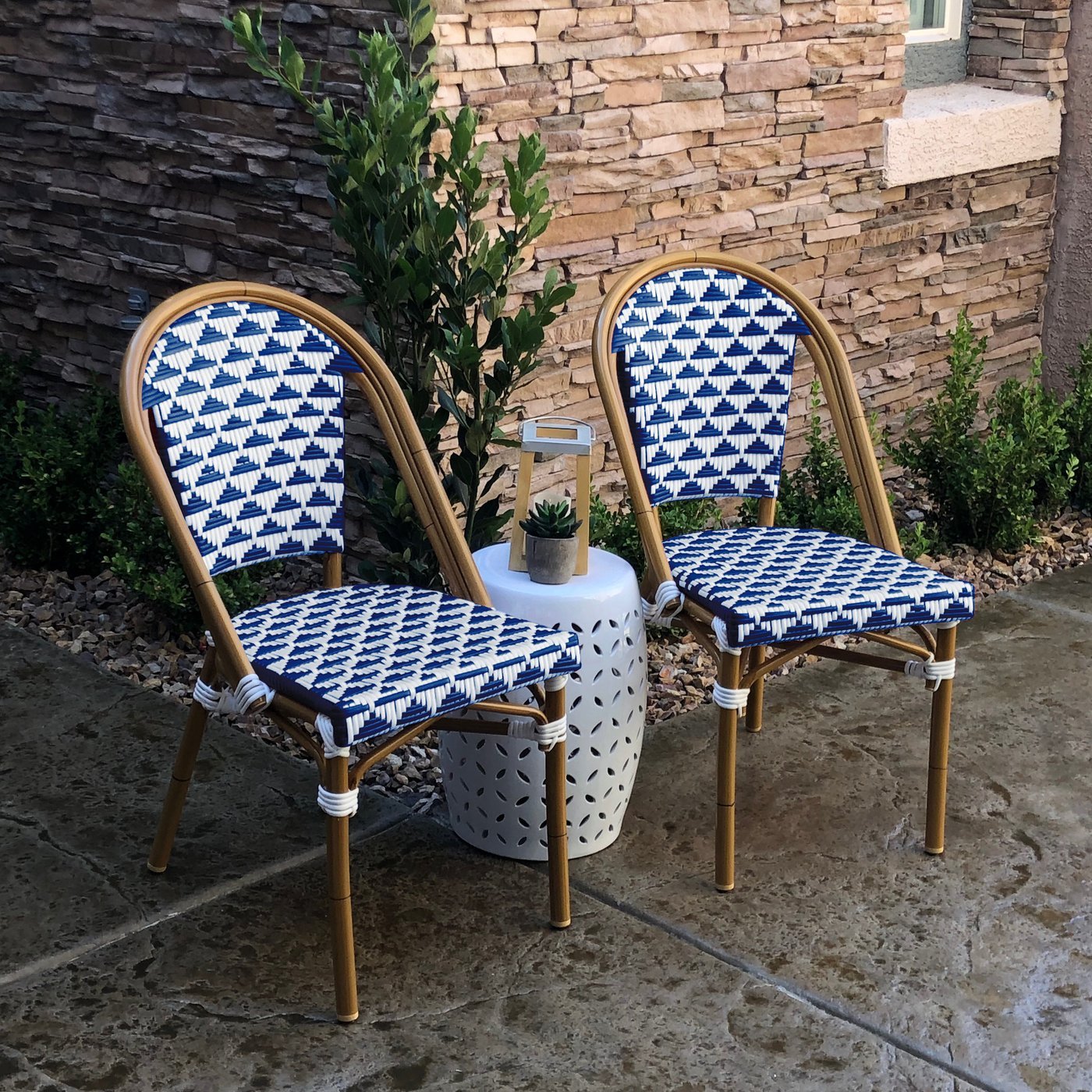 Versailles Aluminum Bamboo Stackable Side Chair