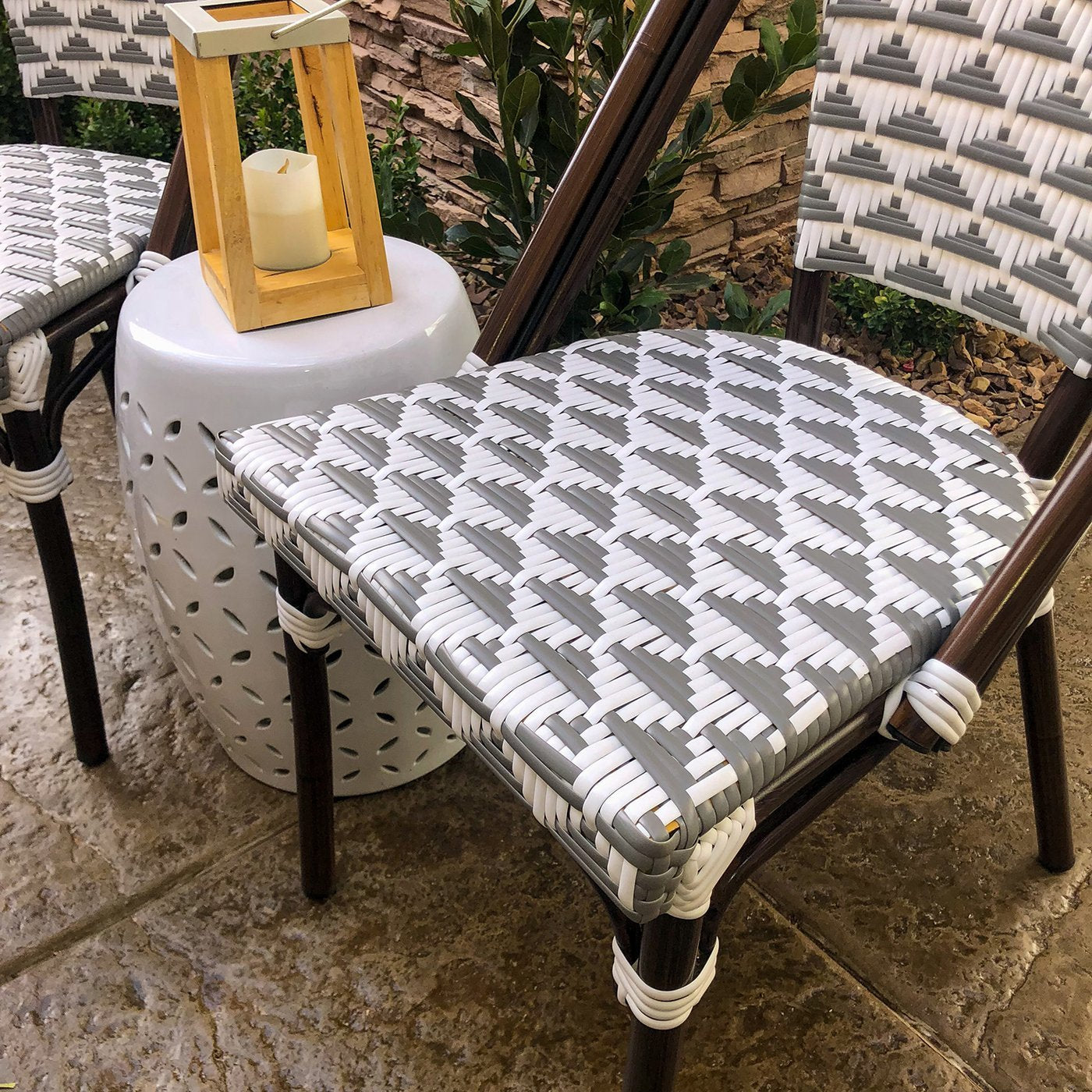 Versailles Aluminum Bamboo Stackable Side Chair
