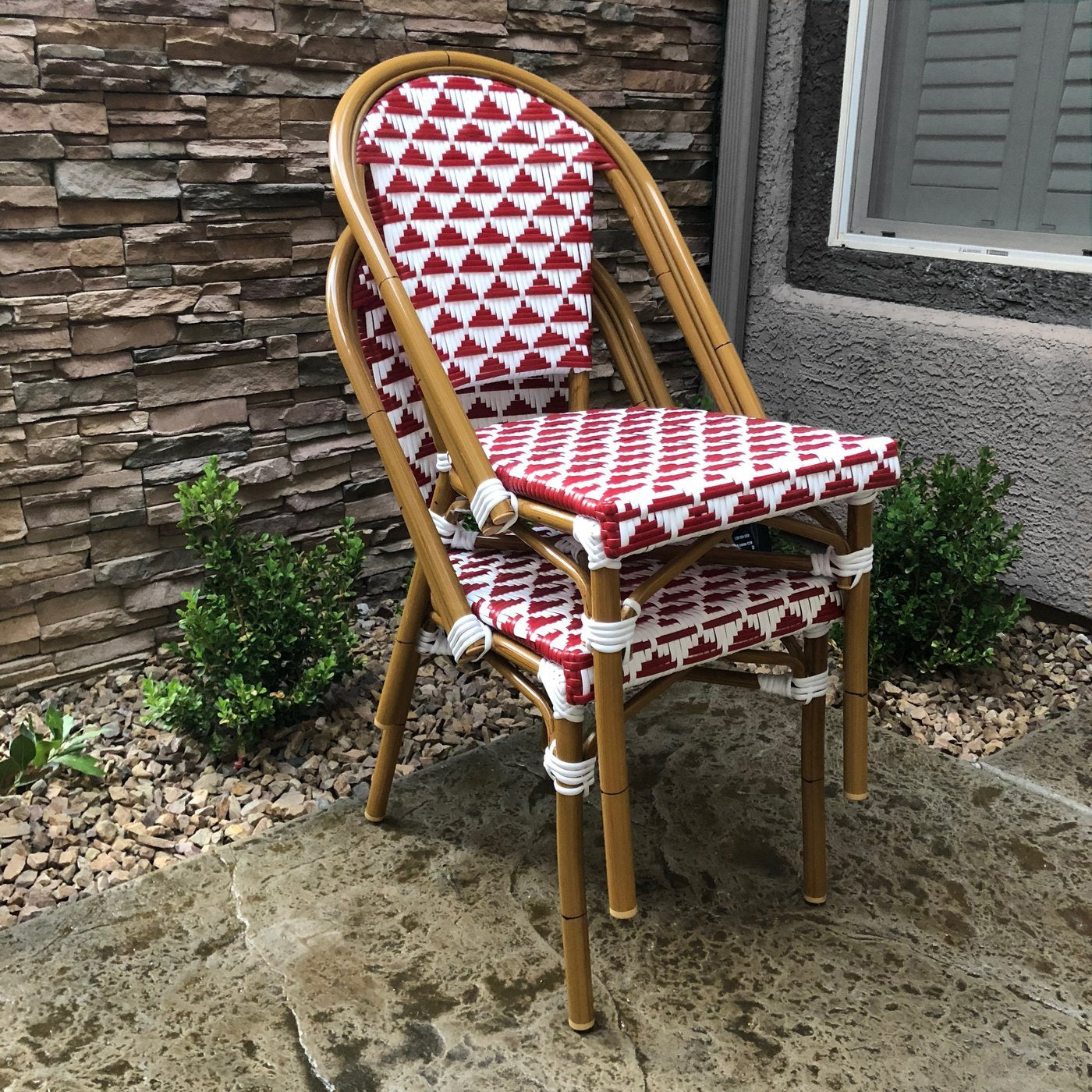 Versailles Aluminum Bamboo Stackable Side Chair
