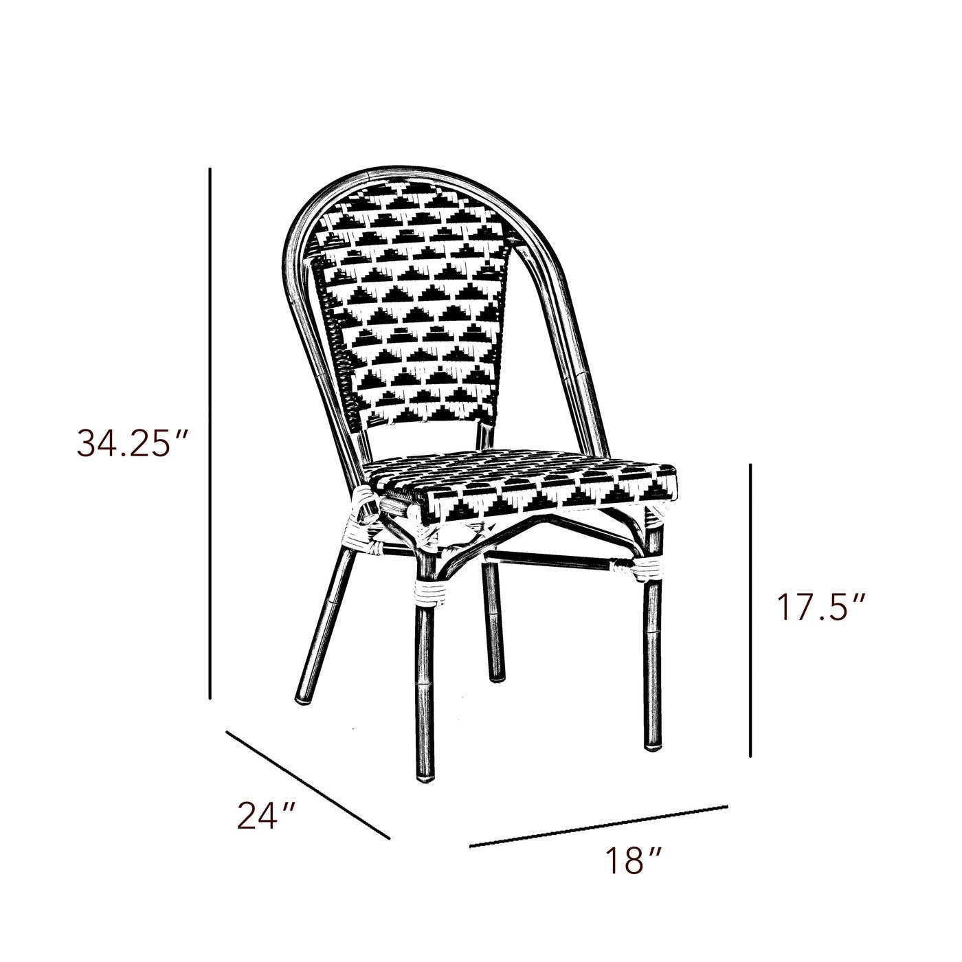 Versailles Aluminum Bamboo Stackable Side Chair