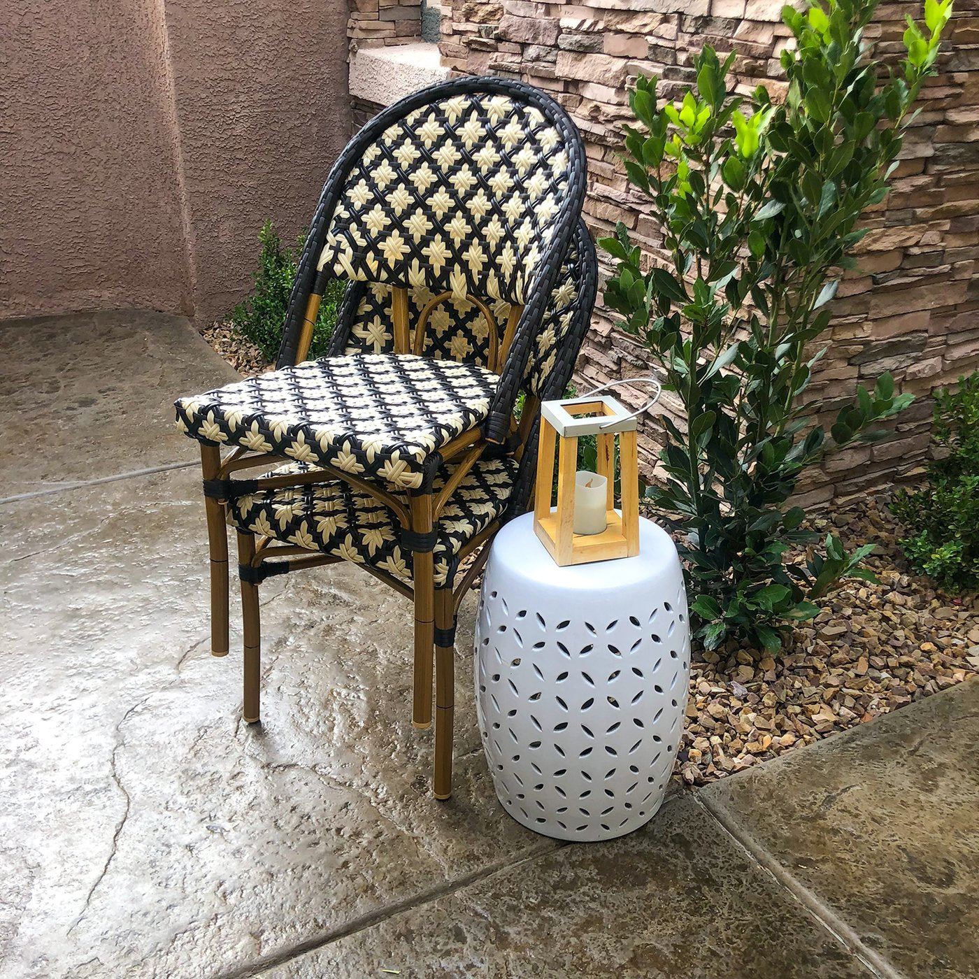 Les Ulis Aluminum Bamboo Stackable Side Chair