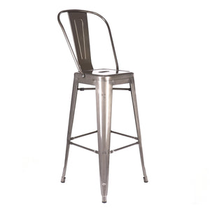 Tolix Style Steel High Back Barstool 30 Inch