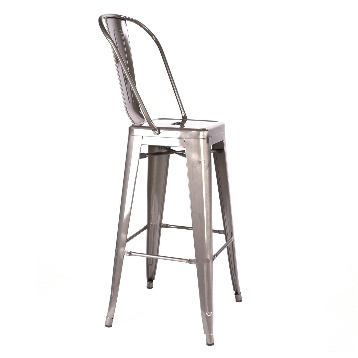 Tolix Style Steel High Back Barstool 30 Inch