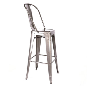 Tolix Style Steel High Back Barstool 30 Inch
